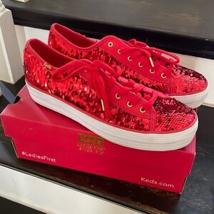 Keds Red Sequin Sneakers